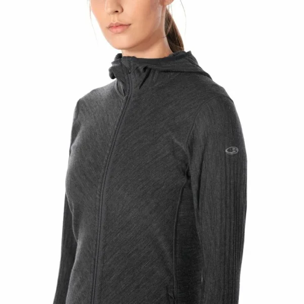 Meilleure vente 🤩 Icebreaker Descender LS Zip Hood – Sweatshirt en laine mérinos femme I Hardloop 🛒 4