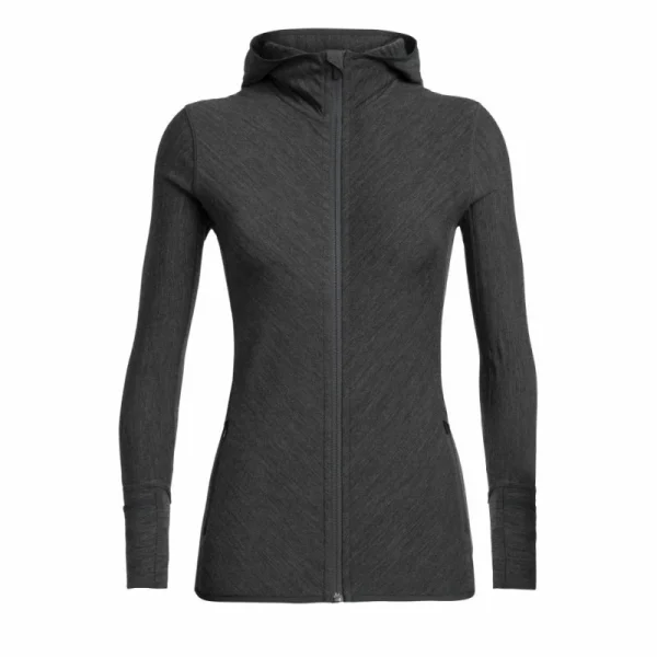 Meilleure vente 🤩 Icebreaker Descender LS Zip Hood – Sweatshirt en laine mérinos femme I Hardloop 🛒 1