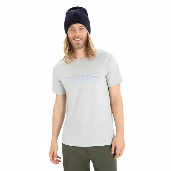 Coupon 👏 Icebreaker Tech Lite II SS Tee Ski Stripes – T-shirt en laine mérinos homme 🎉 1