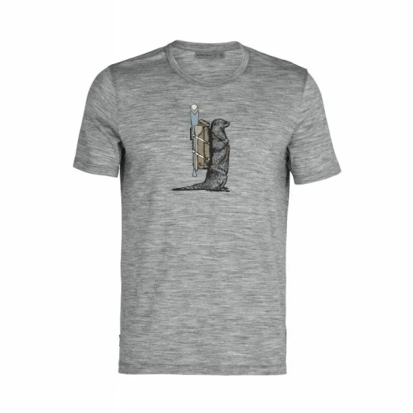 Promo ✨ Icebreaker Tech Lite Short Sleeve Crewe Otter Paddle – T-shirt en laine mérinos homme I Hardloop 🛒 3
