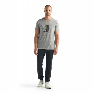 Promo ✨ Icebreaker Tech Lite Short Sleeve Crewe Otter Paddle – T-shirt en laine mérinos homme I Hardloop 🛒 15