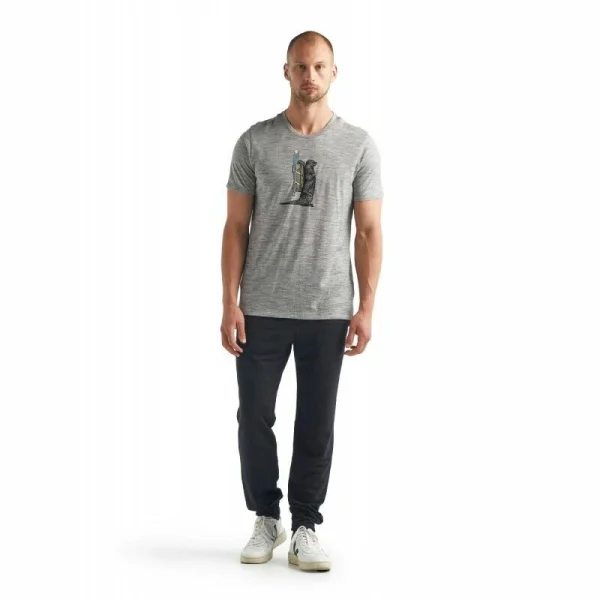 Promo ✨ Icebreaker Tech Lite Short Sleeve Crewe Otter Paddle – T-shirt en laine mérinos homme I Hardloop 🛒 5