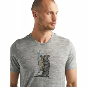 Promo ✨ Icebreaker Tech Lite Short Sleeve Crewe Otter Paddle – T-shirt en laine mérinos homme I Hardloop 🛒 17