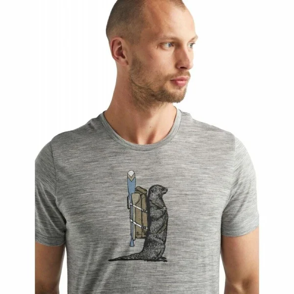 Promo ✨ Icebreaker Tech Lite Short Sleeve Crewe Otter Paddle – T-shirt en laine mérinos homme I Hardloop 🛒 6