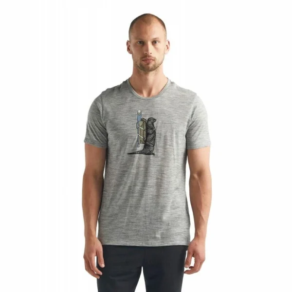 Promo ✨ Icebreaker Tech Lite Short Sleeve Crewe Otter Paddle – T-shirt en laine mérinos homme I Hardloop 🛒 1